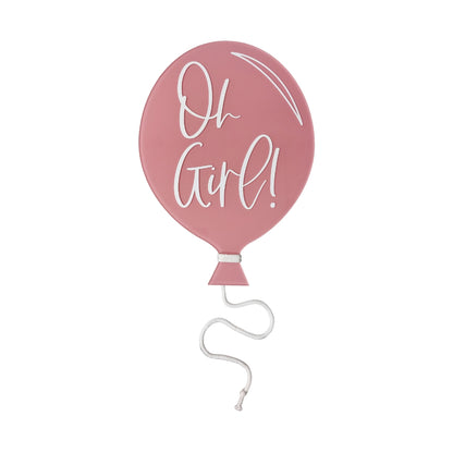 OH GIRL! BALLOON Birth Announcement | CUSTOMIZED | Multiple Colors